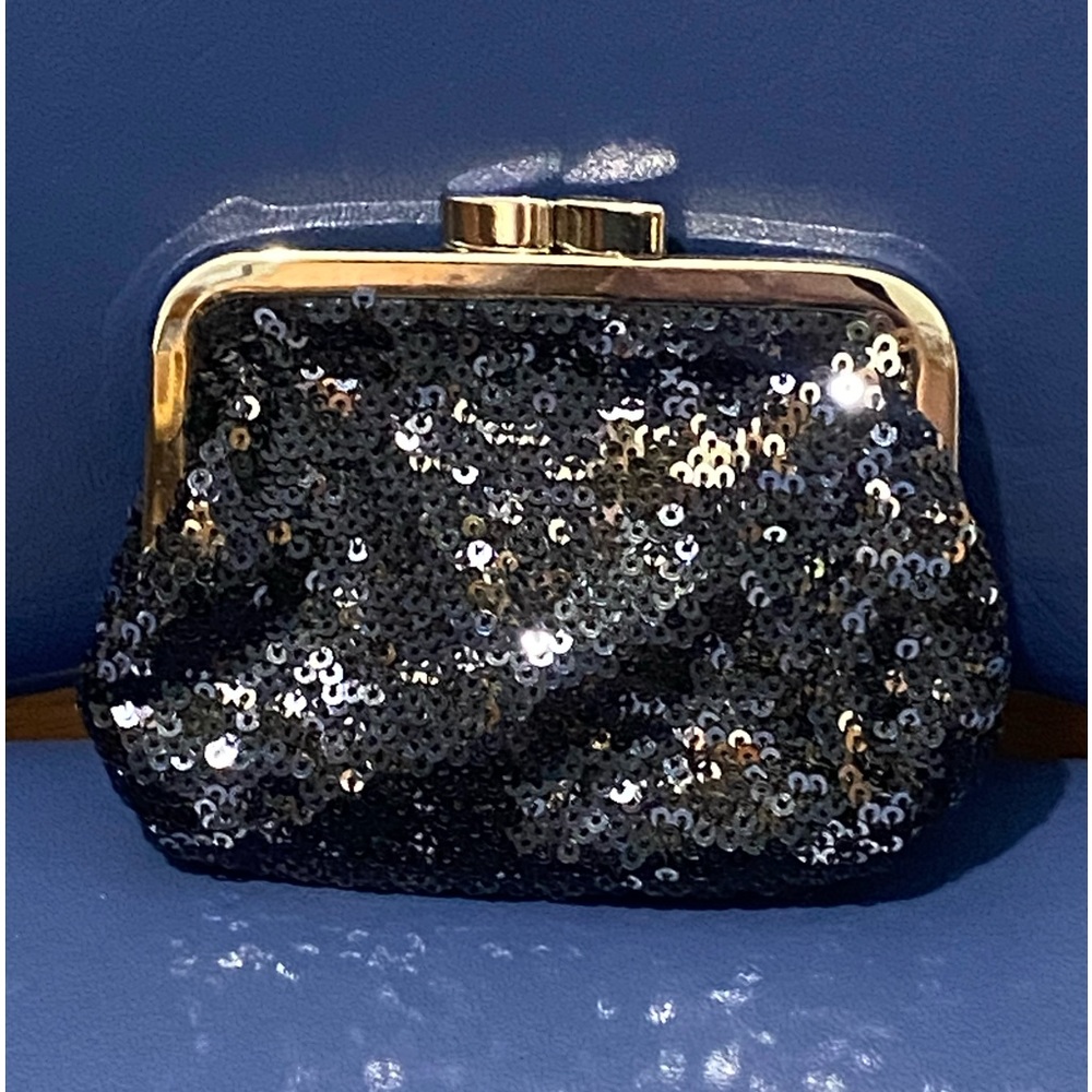 Victoria’s Secret black and silver sequined kiss lock coin purse